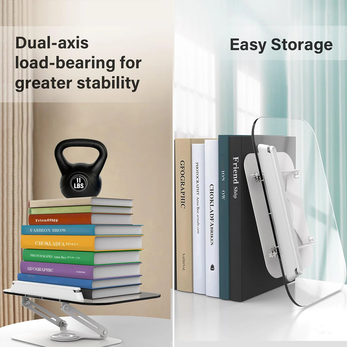 Soporte de lectura multifunción, extensible y ajustable, acero al carbono, adecuado para leer, teléfonos móviles, ordenadores po
