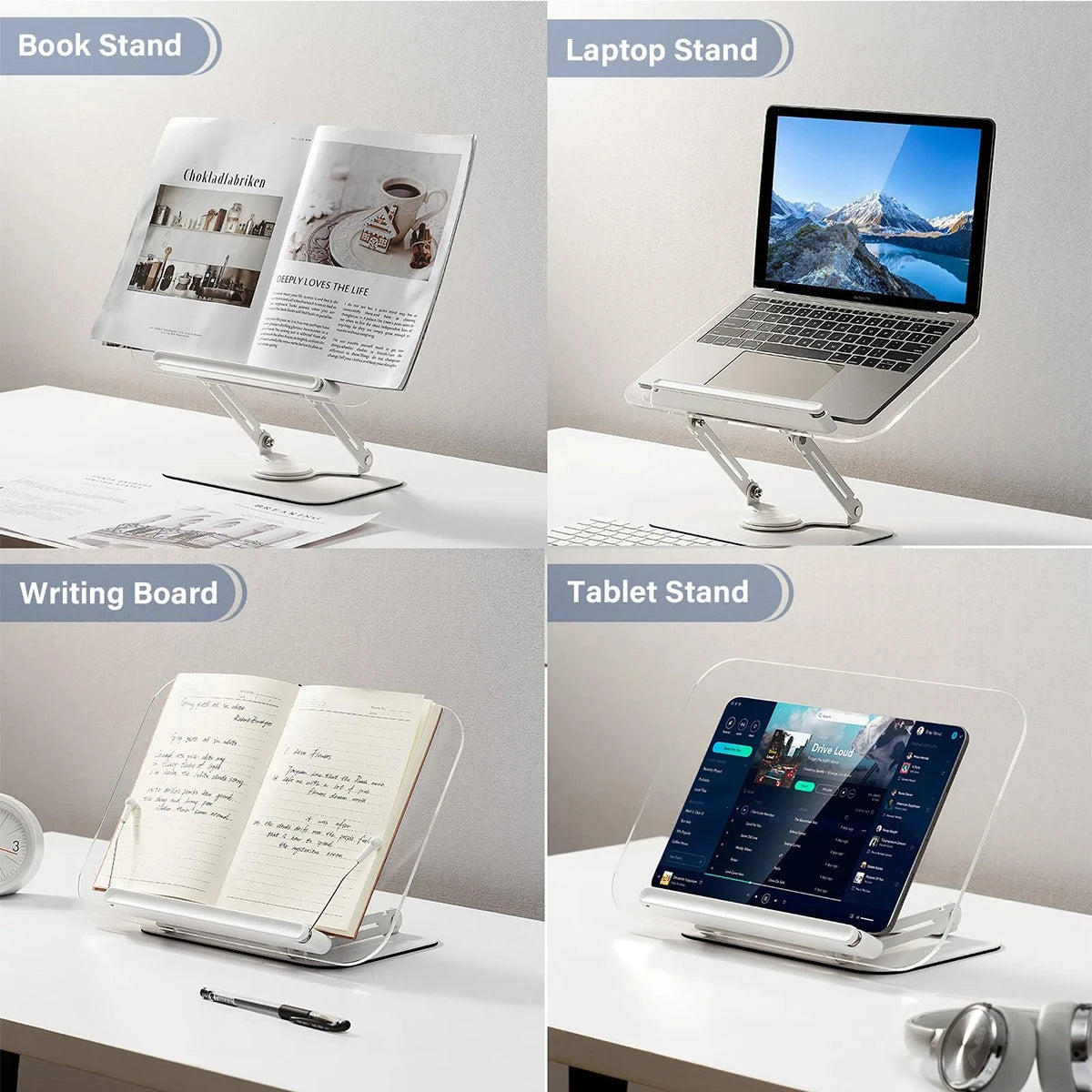 Soporte de lectura multifunción, extensible y ajustable, acero al carbono, adecuado para leer, teléfonos móviles, ordenadores po