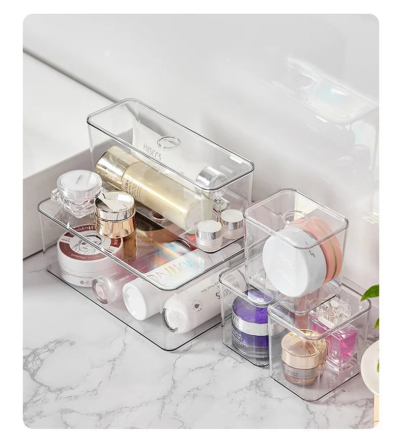 Draw Organizer Acrylic Box With Lid Clear Desk Organizer Box Make up Cosmetics Organiser Office Stationery Storage Box Organizer