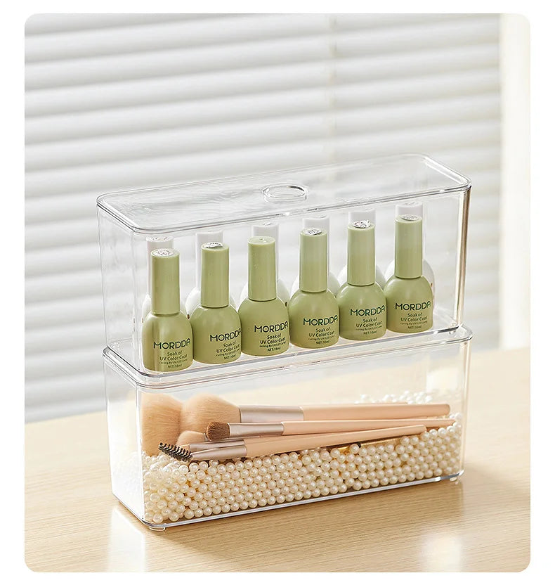 Draw Organizer Acrylic Box With Lid Clear Desk Organizer Box Make up Cosmetics Organiser Office Stationery Storage Box Organizer