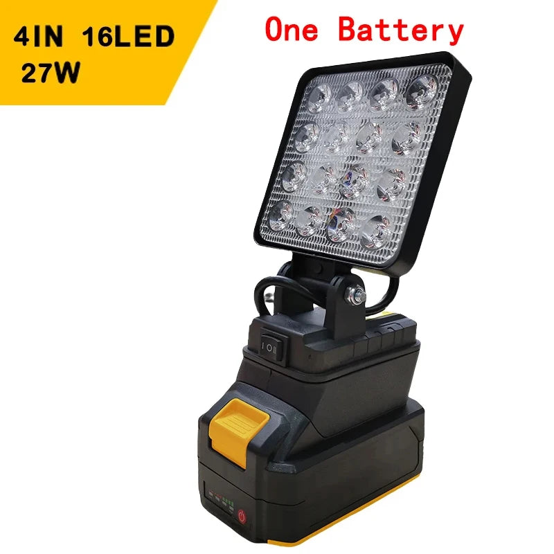 Led Light For Dewalt 18V Battery Portable Spotlight Cordless Outdoor Work Fishing Handheld Emergency ToolLight No Battery No USB