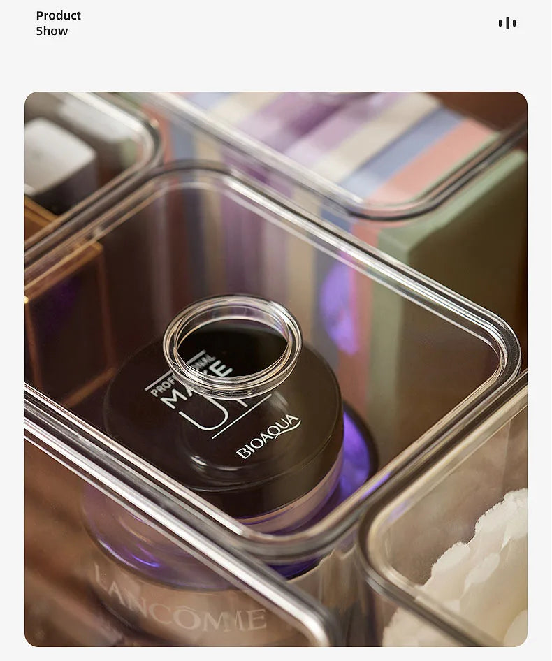 Draw Organizer Acrylic Box With Lid Clear Desk Organizer Box Make up Cosmetics Organiser Office Stationery Storage Box Organizer